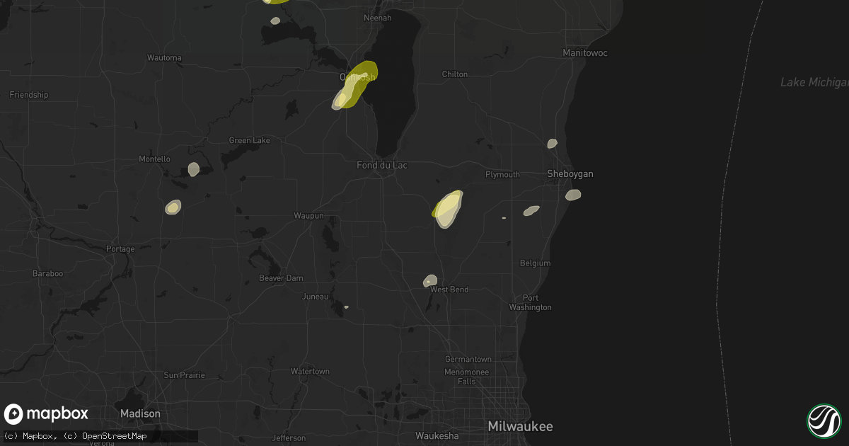 Hail map in Campbellsport, WI on June 16, 2026