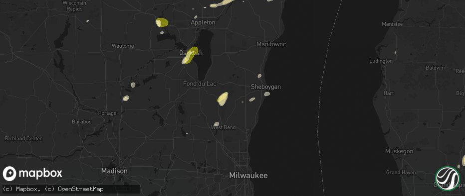 Hail map in Cascade, WI on June 16, 2026