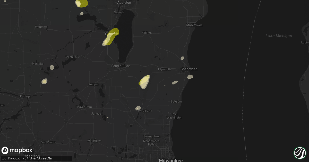 Hail map in Cascade, WI on June 16, 2026