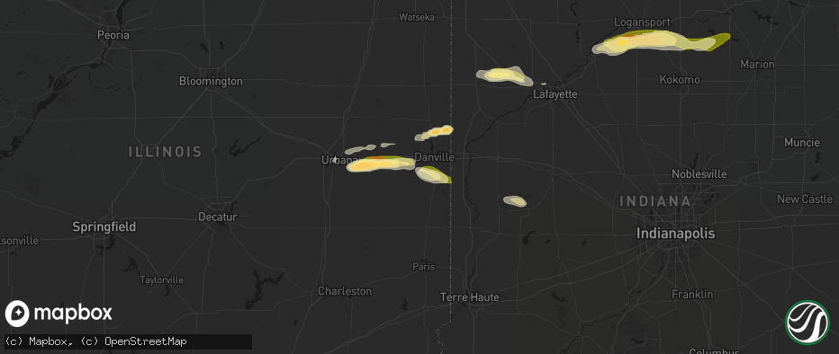 Hail map in Catlin, IL on June 16, 2026