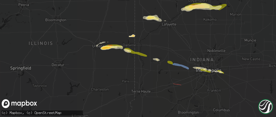 Hail map in Cayuga, IN on June 16, 2026