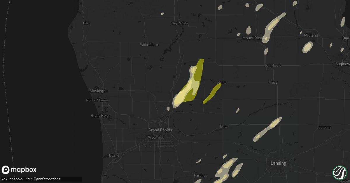 Hail map in Cedar Springs, MI on June 16, 2026