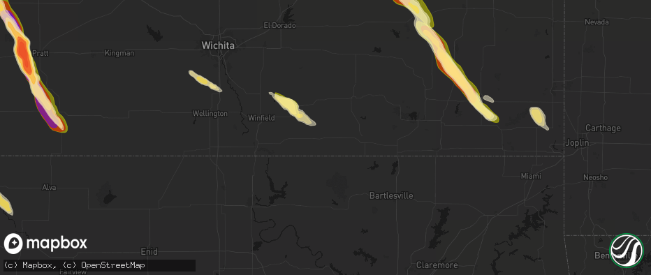 Hail map in Cedar Vale, KS on June 16, 2026