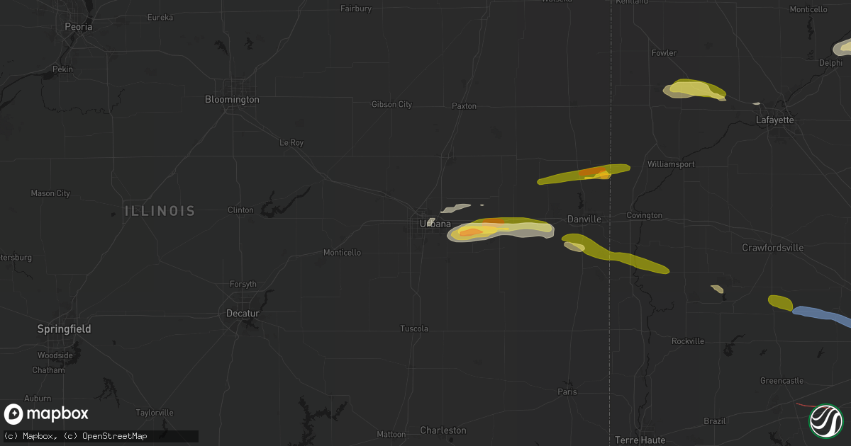Hail map in Champaign, IL on June 16, 2026