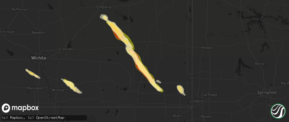 Hail map in Chanute, KS on June 16, 2026