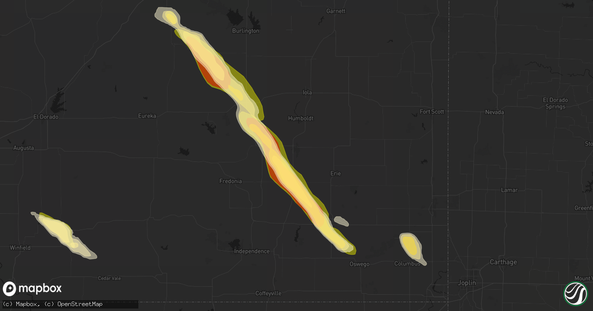 Hail map in Chanute, KS on June 16, 2026