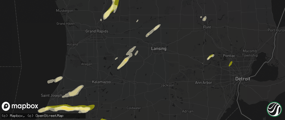 Hail map in Charlotte, MI on June 16, 2026