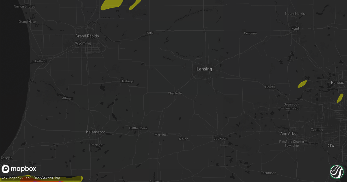 Hail map in Charlotte, MI on June 16, 2026