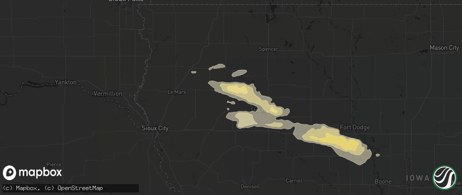 Hail map in Cherokee, IA on June 16, 2026