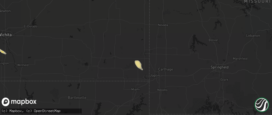 Hail map in Cherokee, KS on June 16, 2026