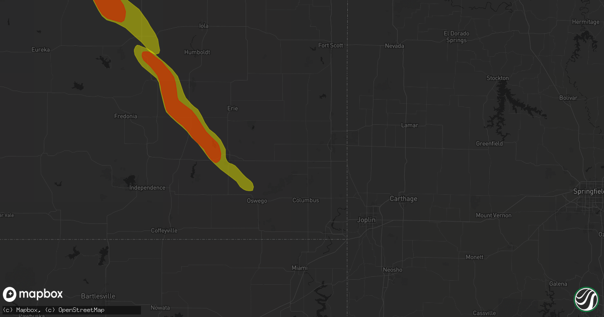 Hail map in Cherokee, KS on June 16, 2026
