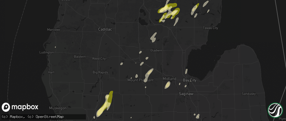 Hail map in Clare, MI on June 16, 2026