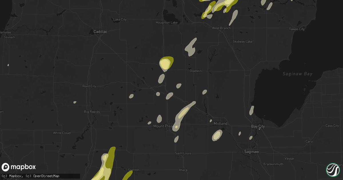 Hail map in Clare, MI on June 16, 2026