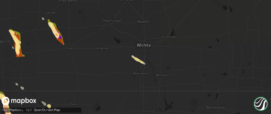 Hail map in Clearwater, KS on June 16, 2026