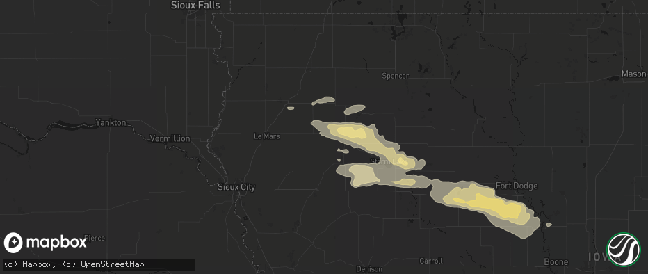 Hail map in Cleghorn, IA on June 16, 2026