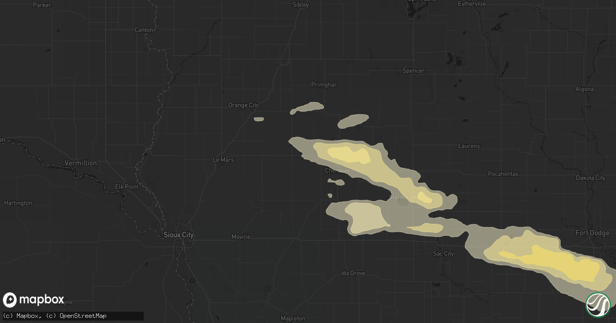 Hail map in Cleghorn, IA on June 16, 2026