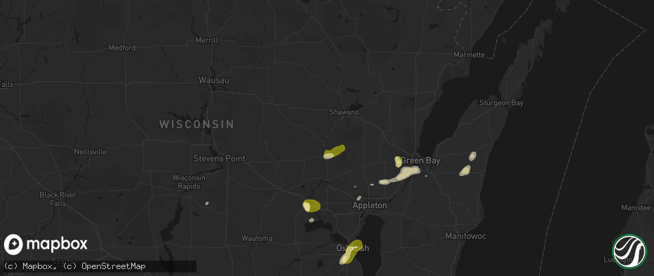 Hail map in Clintonville, WI on June 16, 2026