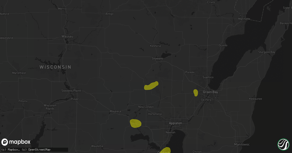 Hail map in Clintonville, WI on June 16, 2026