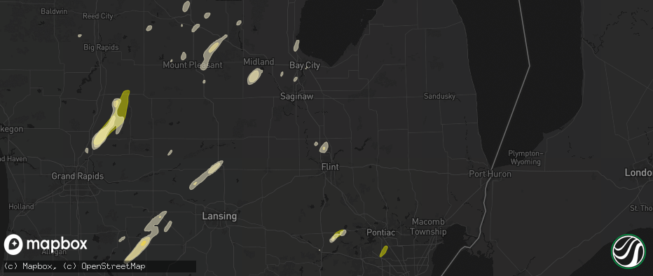 Hail map in Clio, MI on June 16, 2026