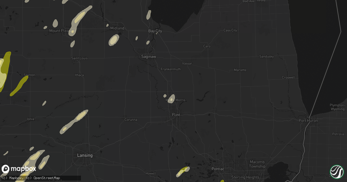 Hail map in Clio, MI on June 16, 2026
