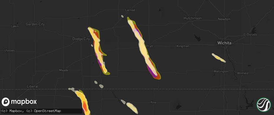 Hail map in Coats, KS on June 16, 2026