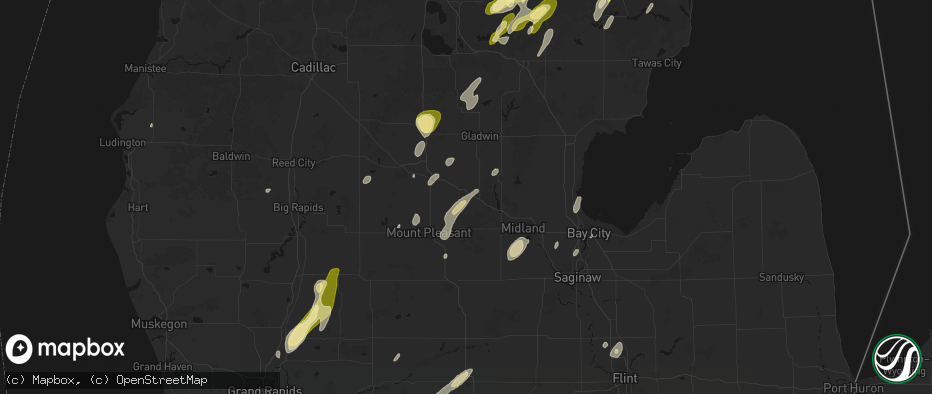 Hail map in Coleman, MI on June 16, 2026