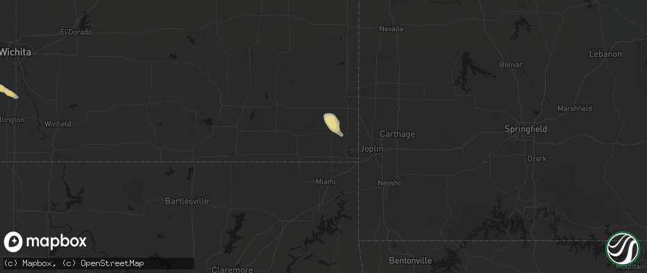 Hail map in Columbus, KS on June 16, 2026