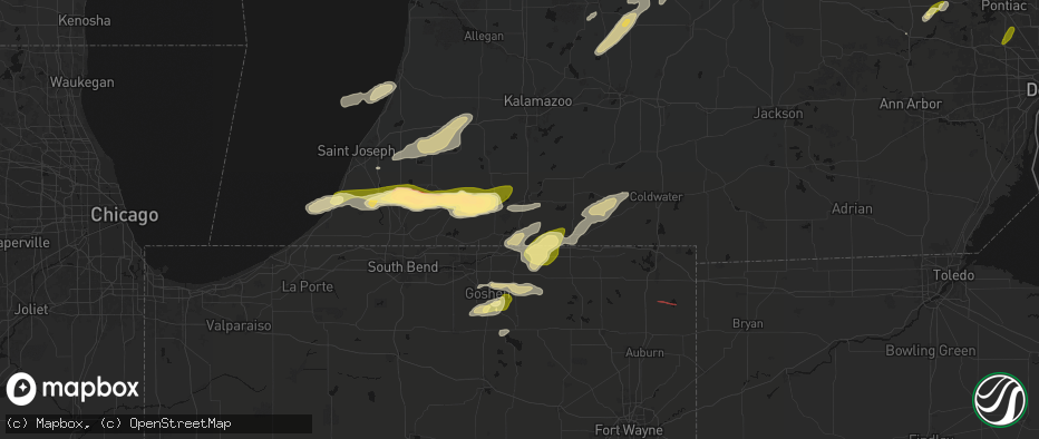 Hail map in Constantine, MI on June 16, 2026