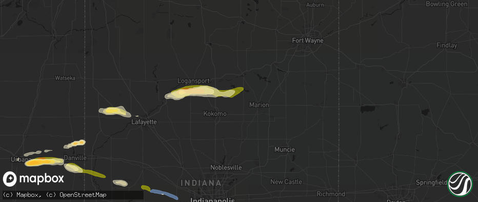 Hail map in Converse, IN on June 16, 2026