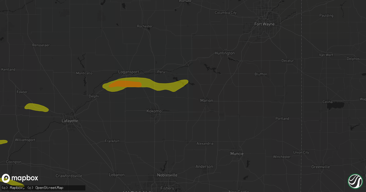 Hail map in Converse, IN on June 16, 2026