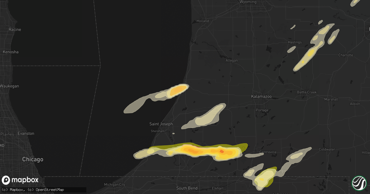 Hail map in Covert, MI on June 16, 2026