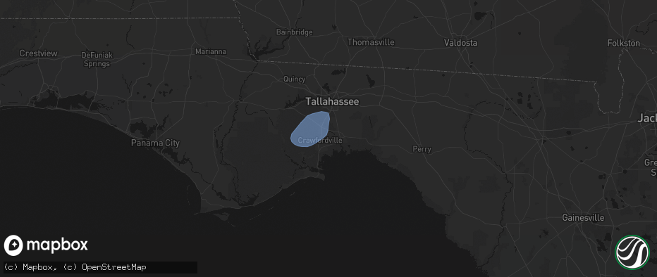 Hail map in Crawfordville, FL on June 16, 2026