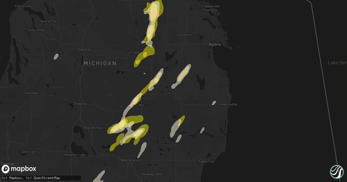 Hail map in Curran, MI on June 16, 2026