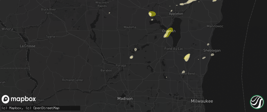 Hail map in Dalton, WI on June 16, 2026