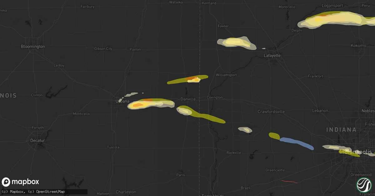 Hail map in Danville, IL on June 16, 2026