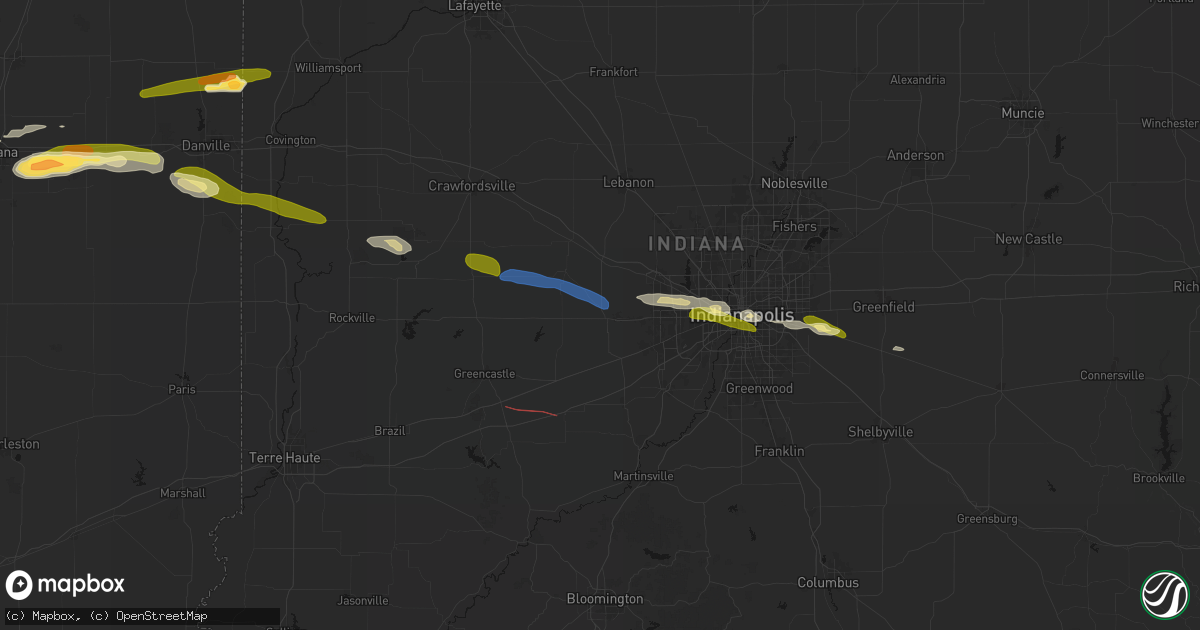 Hail map in Danville, IN on June 16, 2026