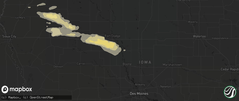 Hail map in Dayton, IA on June 16, 2026