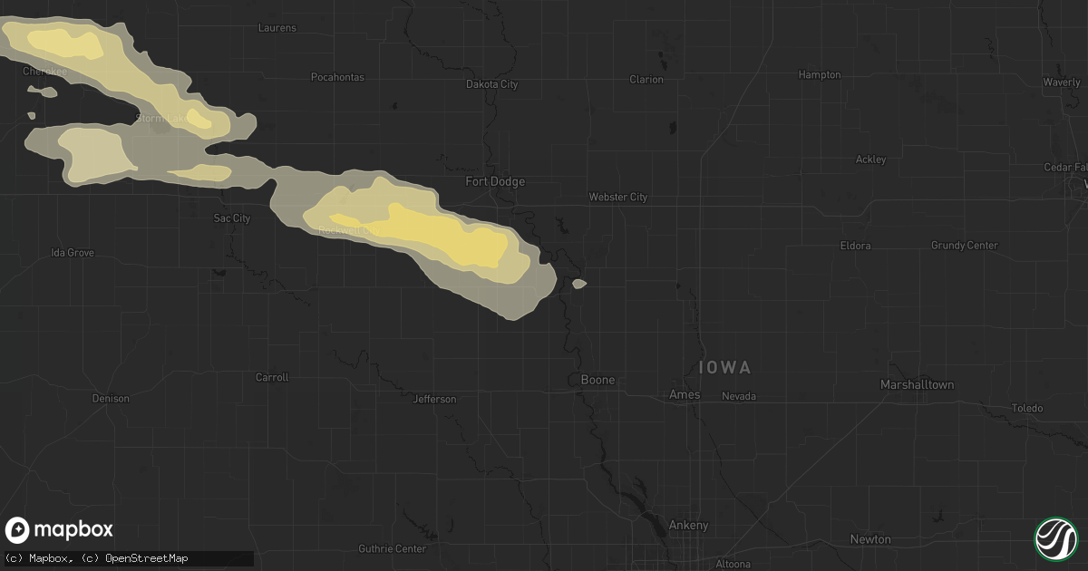 Hail map in Dayton, IA on June 16, 2026
