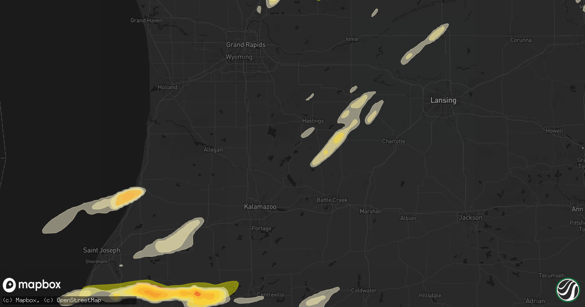 Hail map in Delton, MI on June 16, 2026