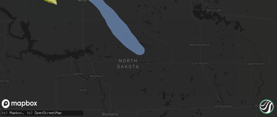 Hail map in Denhoff, ND on June 16, 2026