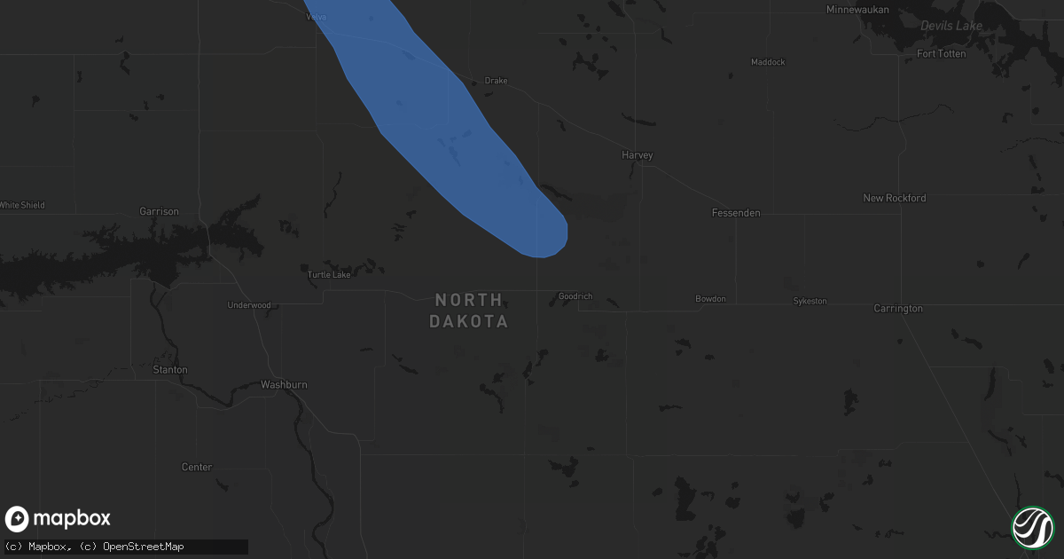 Hail map in Denhoff, ND on June 16, 2026