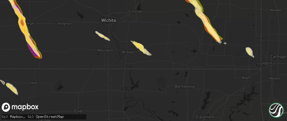 Hail map in Dexter, KS on June 16, 2026
