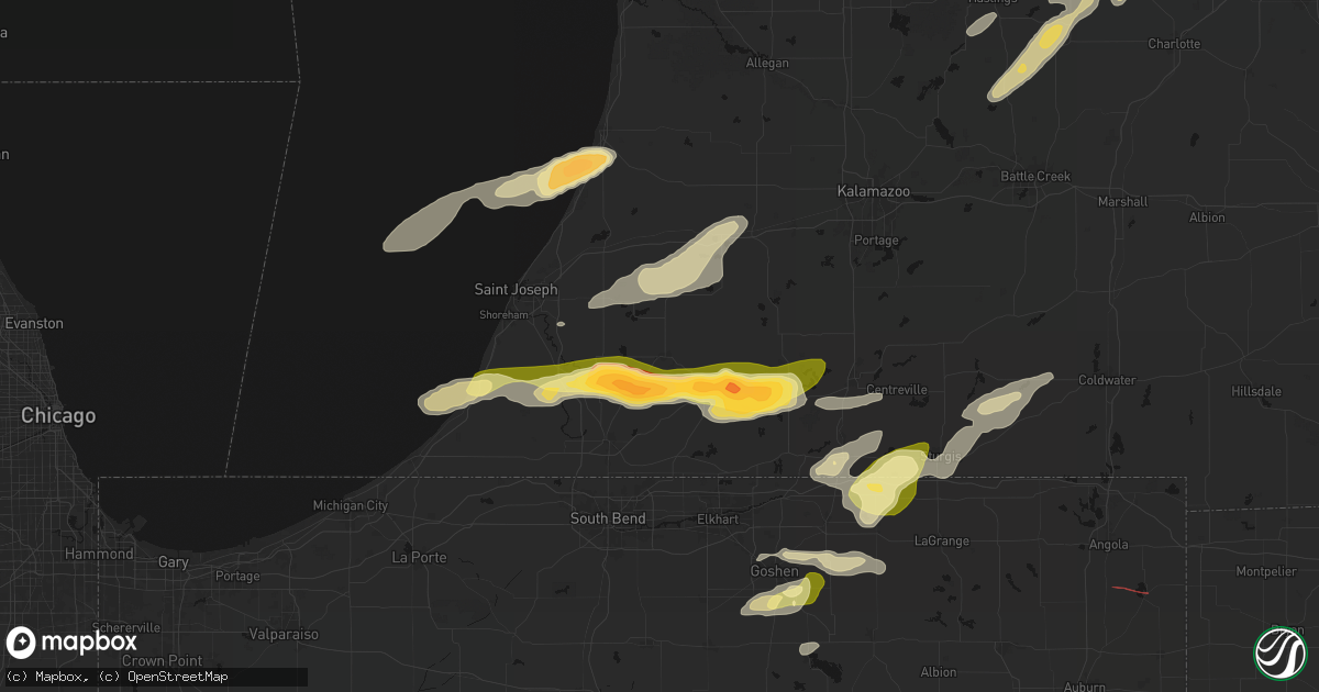 Hail map in Dowagiac, MI on June 16, 2026