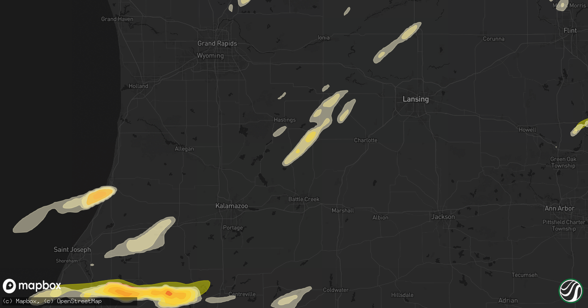 Hail map in Dowling, MI on June 16, 2026