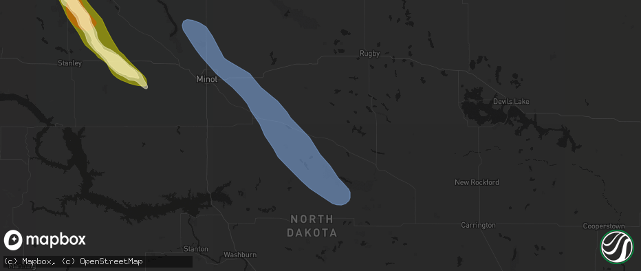 Hail map in Drake, ND on June 16, 2026