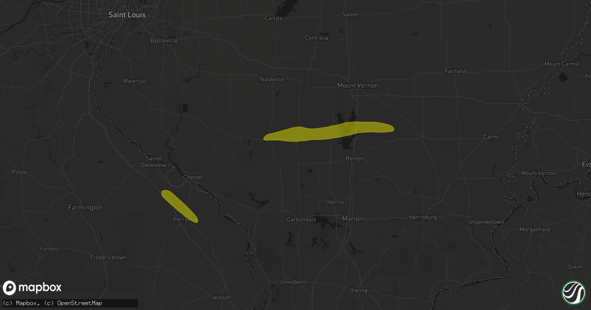 Hail map in Du Quoin, IL on June 16, 2026