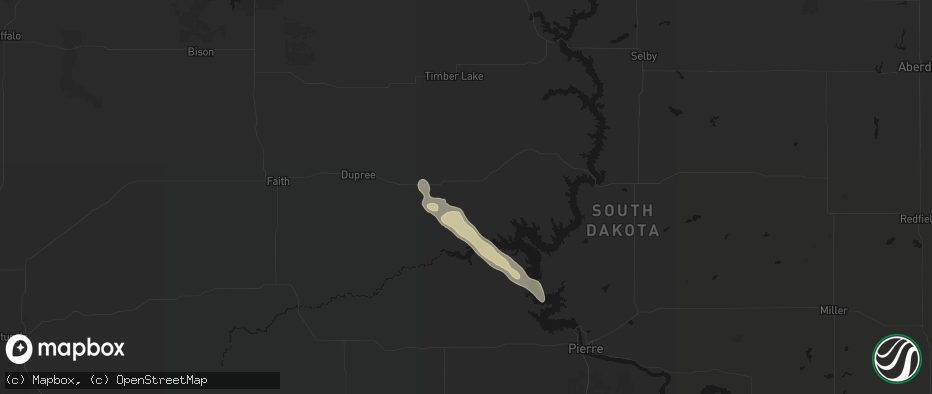 Hail map in Eagle Butte, SD on June 16, 2026