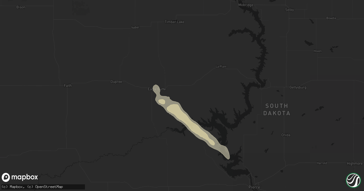 Hail map in Eagle Butte, SD on June 16, 2026
