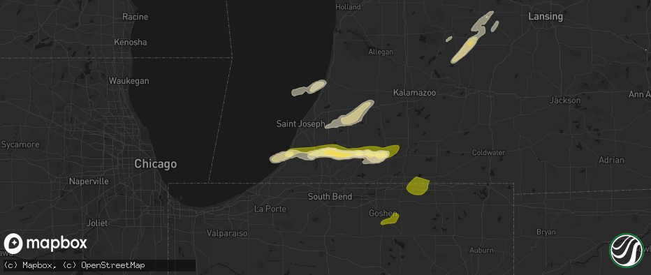 Hail map in Eau Claire, MI on June 16, 2026