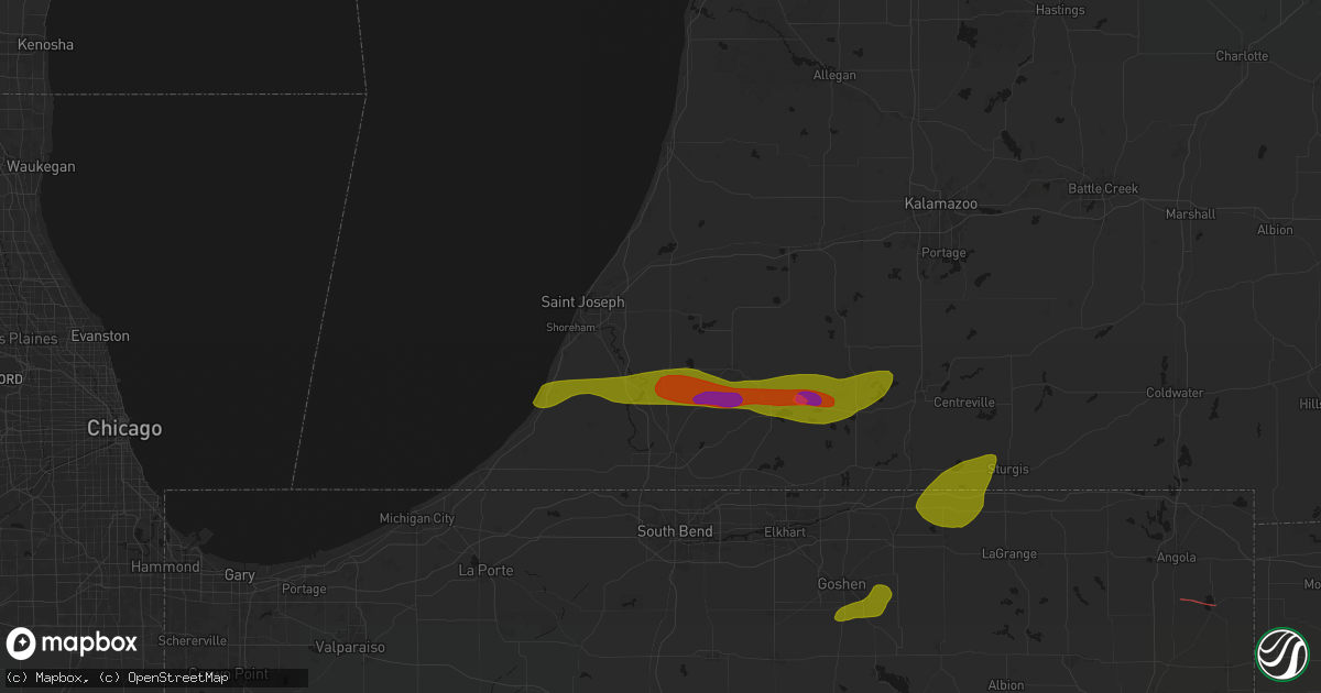 Hail map in Eau Claire, MI on June 16, 2026
